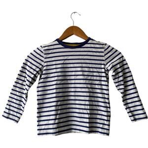 Mini Boden Girls White with Blue Stripe Long Sleeve Top & Blue Pants - Size 6-7Y